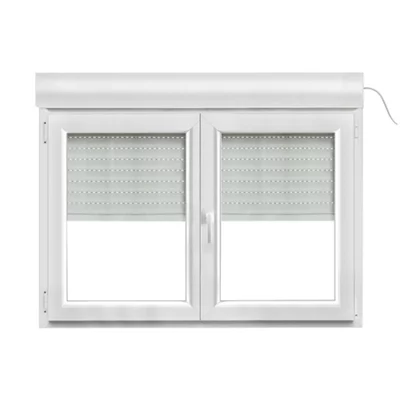 Fenêtre PVC blanc oscillo-battante 2 vantaux + volet roulant h.96 x l.140 cm