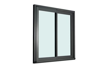 Baie vitrée aluminium gris 2 vantaux H.215 x l.240 cm