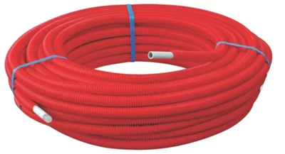 Couronne tube multicouche prégainée rouge Ø16 - 25 mètres
