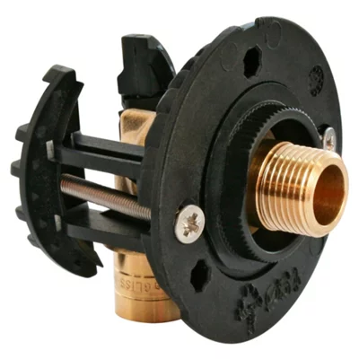 Fixation pour robinetterie de WC pour PER Ø12 raccord à glissement sortie mâle 12/17 (3/8")
