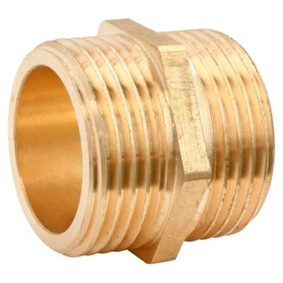 Lot de 2 mamelons laiton double Mâle 12/17 (3/8")