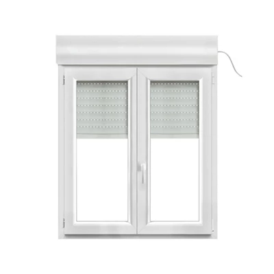 Fenêtre PVC blanc oscillo-battante 2 vantaux + volet roulant h.105 x l.100 cm