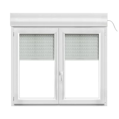 Fenêtre PVC blanc oscillo-battante 2 vantaux + volet roulant h.115 x l.140 cm