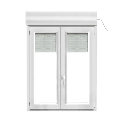 Fenêtre PVC blanc oscillo-battante 2 vantaux + volet roulant h.125 x l.100 cm