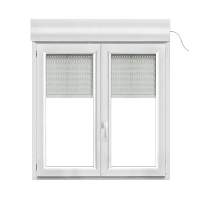Fenêtre PVC blanc oscillo-battante 2 vantaux + volet roulant h.125 x l.120 cm