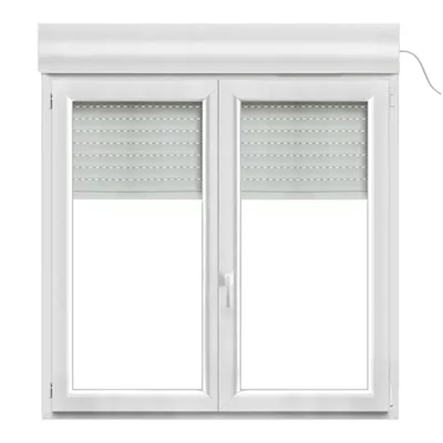 Fenêtre PVC blanc oscillo-battante 2 vantaux + volet roulant h.135 x l.140 cm