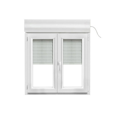Fenêtre PVC blanc oscillo-battante 2 vantaux + volet roulant h.95 x l.100 cm