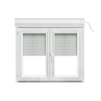 Fenêtre PVC blanc oscillo-battante 2 vantaux + volet roulant h.95 x l.120 cm