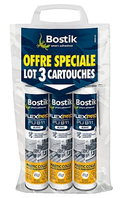 Lot de 3 Mastic-Colle flexpro PU 811 Blanc - 300ml