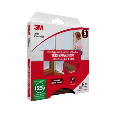 Joint en mousse pour porte et fenêtre marron 6m