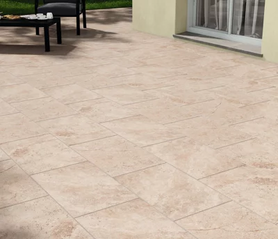 Carrelage sol extérieur grès cérame émaillé beige FONTAINEBLEAU 40 x 60 cm