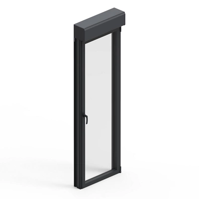 Porte-fenêtre aluminium gris 1 vantail droit + volet roulant H.205 x l.80 cm