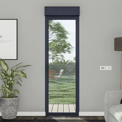 Porte-fenêtre aluminium gris 1 vantail droit + volet roulant H.215 x l.80 cm