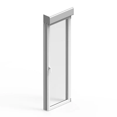 Porte-fenêtre aluminium blanc 1 vantail gauche + volet roulant H.205 x l.80 cm