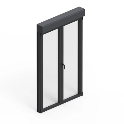 Fenêtre aluminium gris oscillo-battante 2 vantaux + volet roulant h.115 x l.100 cm