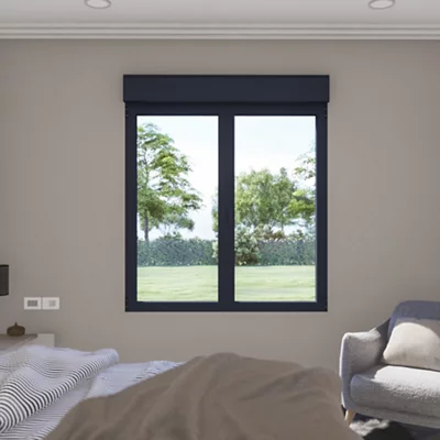 Fenêtre aluminium gris oscillo-battante 2 vantaux + volet roulant h.115 x l.120 cm