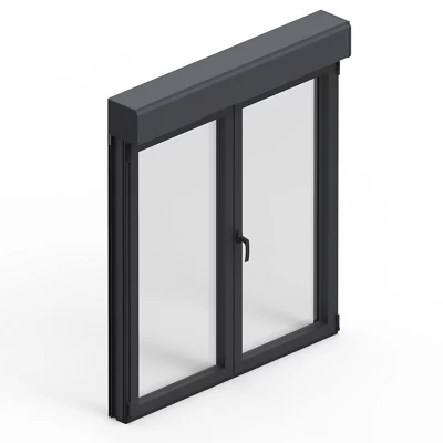 Fenêtre aluminium gris oscillo-battante 2 vantaux + volet roulant h.135 x l.140 cm