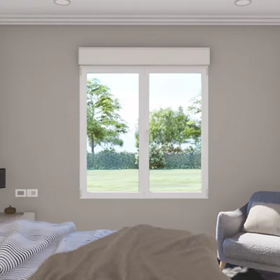 Fenêtre aluminium blanc oscillo-battante 2 vantaux + volet roulant h.105 x l.100 cm