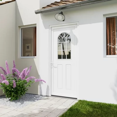 Porte entrée PVC blanc "Ogus" H. 215 x l. 90 gauche