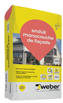 Enduit monocouche couleur blanc cassé - sac de 25KG