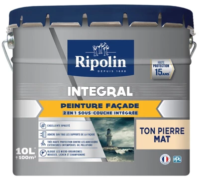 Peinture façade extérieure mat 10 L ton pierre