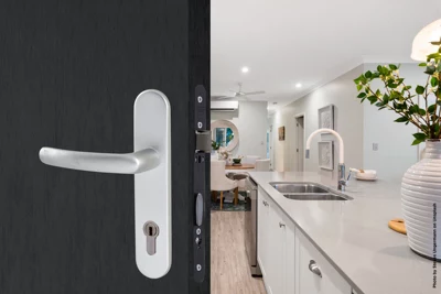 Ensemble de porte entraxe 165 mm avec serrure pour cylindre "budget 165 tcy"