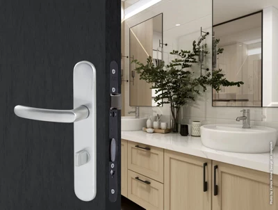 Ensemble de porte entraxe 165 mm avec serrure à condamnation "budget 165 tcd"