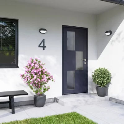 Porte entrée métal gris "Jory" H. 215 x l. 90 droite