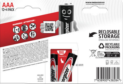 Lot de 12 + 4 piles Alcalines Max AAA/LR03