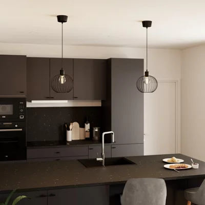 Suspension métal noir mat E27 D. 25 CM "EDICIAS"