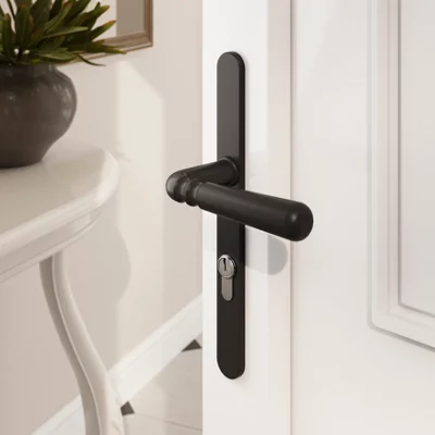 Poignée de porte extérieure "Kerline" avec trou pour cylindre - Entraxe 195 mm