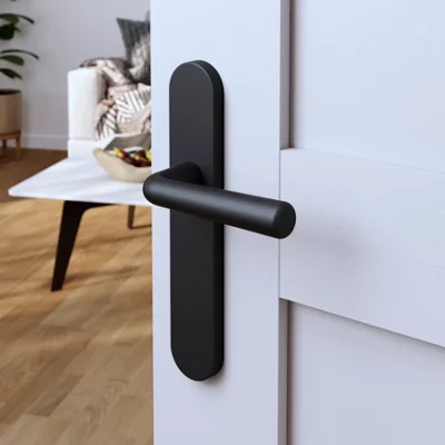 Poignée de porte "Derenic" sans trou - Noir - Entraxe adaptable 165-195 mm