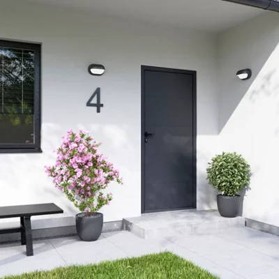 Porte d'entrée aluminium gris "Nio" H. 215 x l. 90 gauche