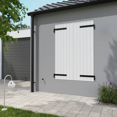 Volet battant manuel 2 panneaux PVC blanc 175 x 120 cm