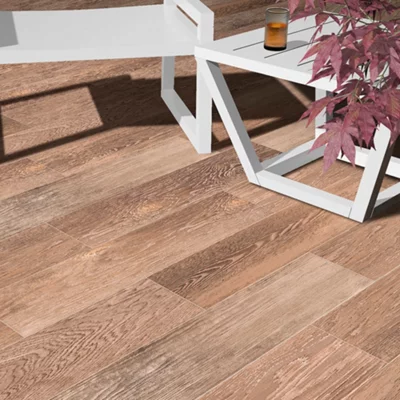 Carrelage de sol extérieur "Arnel" marron - l. 17 x L. 62 cm
