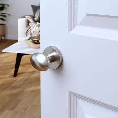 Bouton de porte "Arcles" - Effet nickel - Ø 65 mm