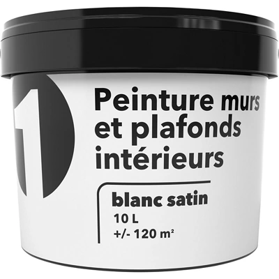 Peinture blanche murs et plafonds satin 10 L