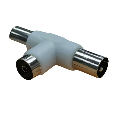 Répartiteur coaxial TV en T 2M/F L. 5,1 cm l. 2,6 cm