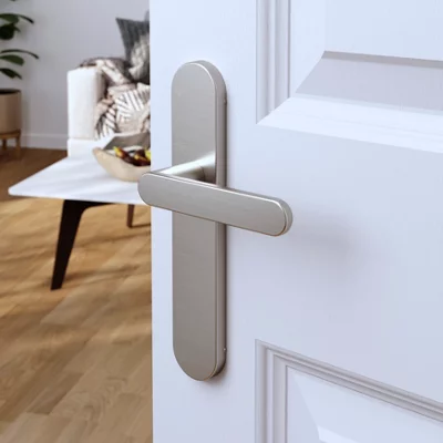 Poignée de porte "Marick" grise sans trou - Entraxe adaptable 165-195 mm