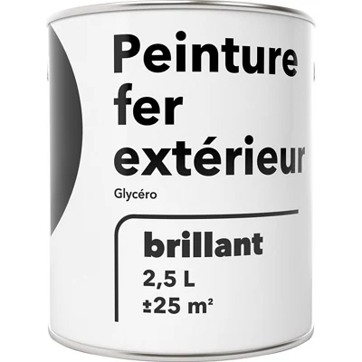 Peinture extérieur métal 2,5 L noir brillant glycero