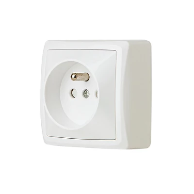 Prise 2 points avec terre en saillie blanche "Barran"