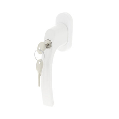 Poignée de fenêtre "Miniac" avec serrure et clés - Blanc - Entraxe 43 mm
