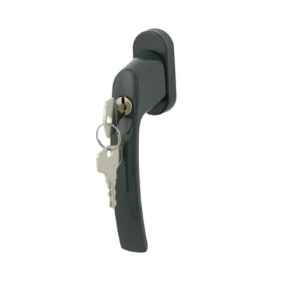Poignée de fenêtre "Miniac" avec serrure et clés - Gris - Entraxe 43 mm