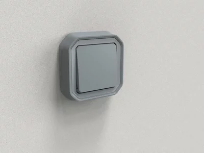 Interrupteur va-et-vient "Plexo" complet saillie gris