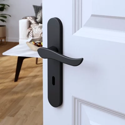 Poignée de porte "Arcles" avec trou pour clé - Noir - Entraxe adaptable 165-195 mm