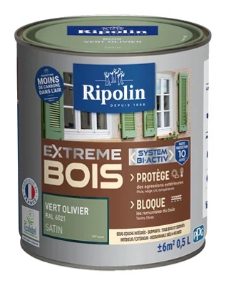 Peinture bois intérieur et extérieur satin 0,5 L vert olive