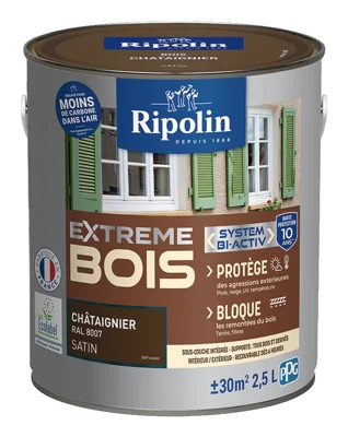Peinture bois intérieur et extérieur satin 2,5 L châtaignier