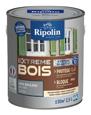 Peinture bois intérieur et extérieur satin 2,5 L gris bouleau
