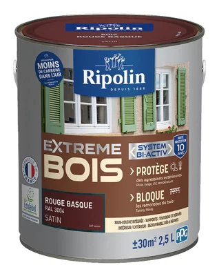 Peinture bois intérieur et extérieur satin 2,5 L rouge basque