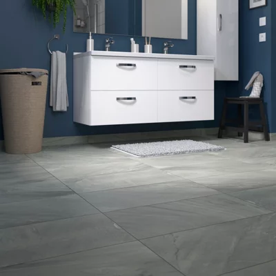 Carrelage de sol intérieur "Gary" gris anthracite - l. 31 x L. 62 cm